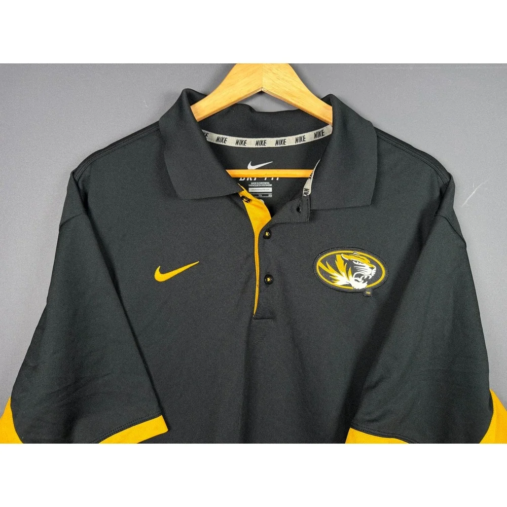 Nike Dri-FIT Missouri Tigers Mizzou Polo Shirt Mens XL Black Gold